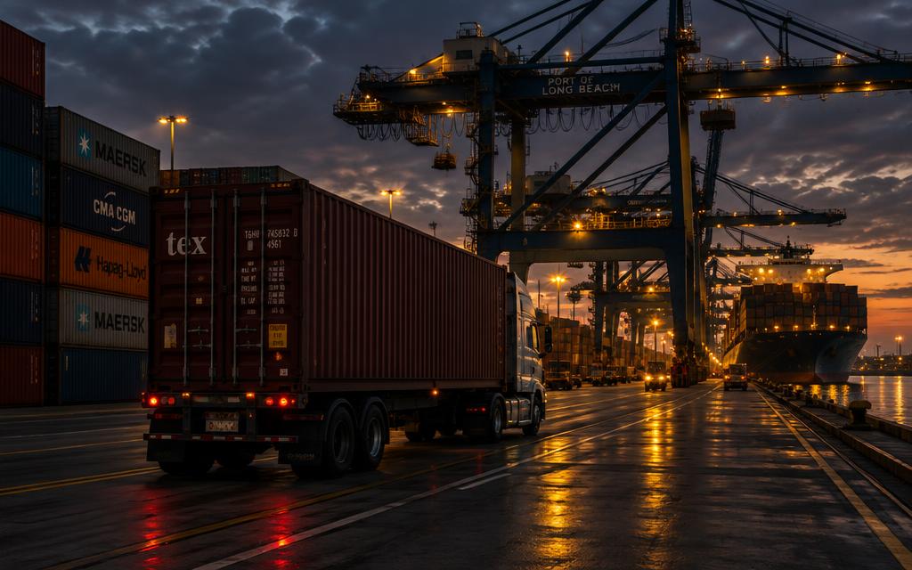 Container drayage truck at the port